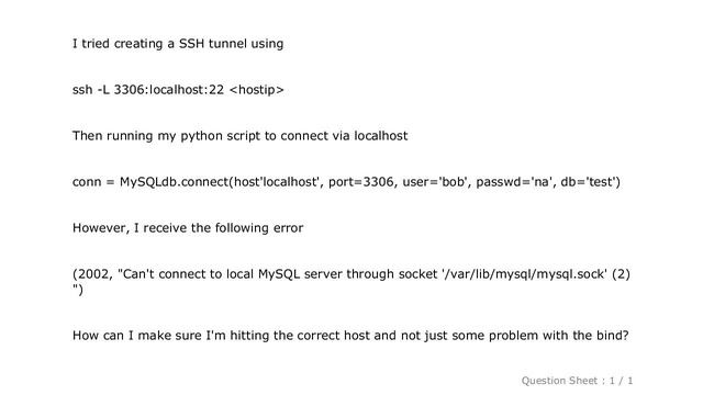 MySQL : SSH Tunnel for Python MySQLdb connection смотреть онлайн