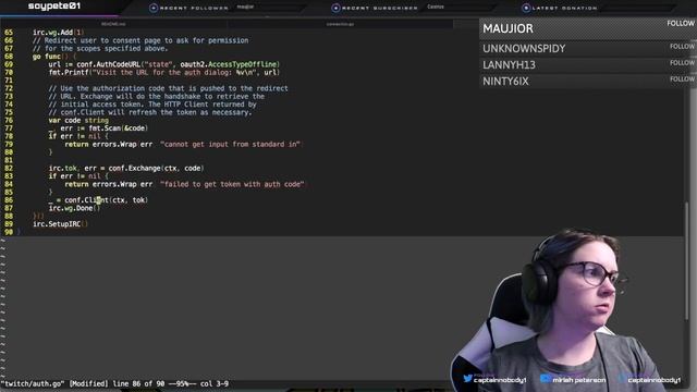[Golang | Vim] Connect Twitch to api/db... смотреть онлайн
