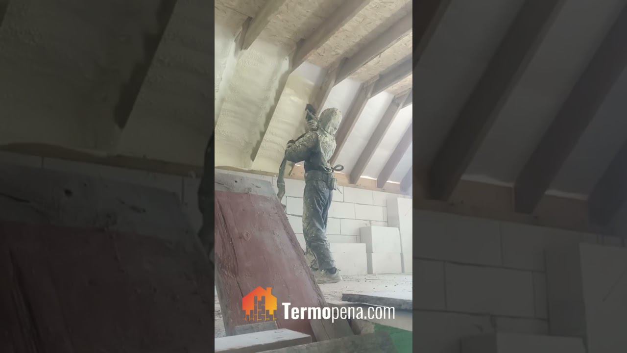 Теплоизоляция мансарды ППУ | #ппу #стройка #пенополиуретан #termopenacom смотреть онлайн