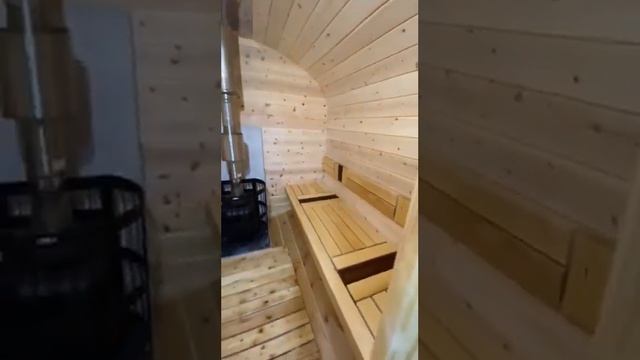 Баня Овал 6м длиной, 3-х секционная, с наружной топкой печи по центру. смотреть онлайн