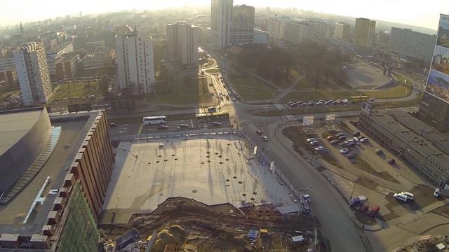 Budowa siedziby NOSPR i Centrum Kongresowego w Katowicach - z powietrza смотреть онлайн