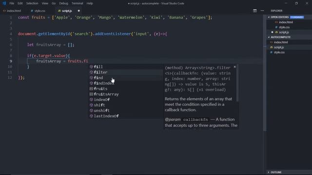 How to Implement Autocomplete Search Using Javascript - Challenge #9 смотреть онлайн