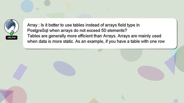 Array : Is it better to use tables instead of arrays field type in PostgreSql when arrays do not ex смотреть онлайн