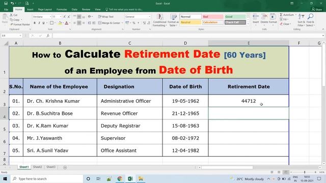 How to calculate Retirement Date in Excel | Retirement Date Calculation смотреть онлайн
