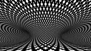 Футаж Иллюзия черно белый круговой крутой поворот в воронке