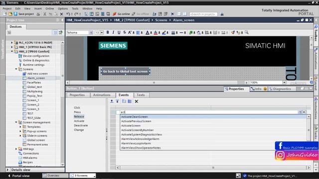 Siemens TIA Portal HMI tutorial - How to create, use and work with Global screen смотреть онлайн