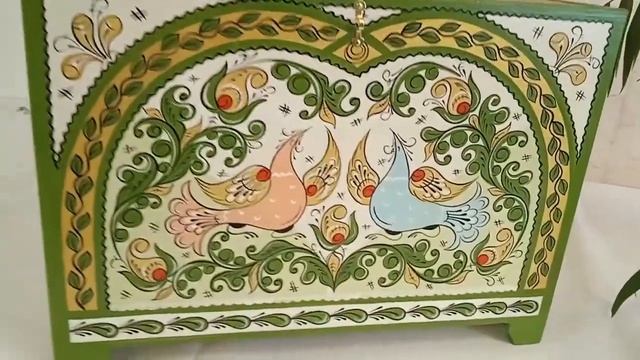 Сундучок с выгнутой крышкой (Райские Птицы). Декор Севера # 48