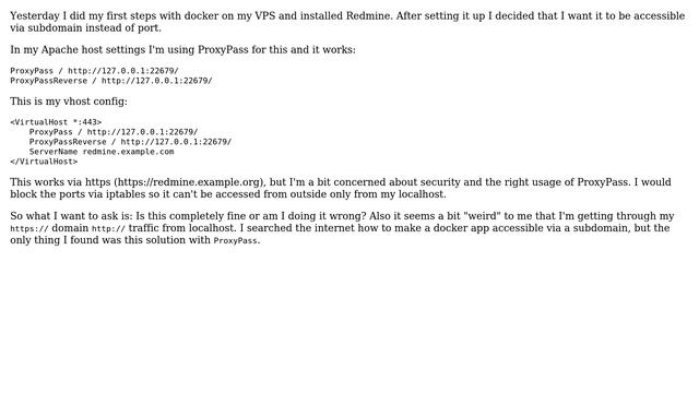DevOps & SysAdmins: Docker application accessible through subdomain via ProxyPass смотреть онлайн