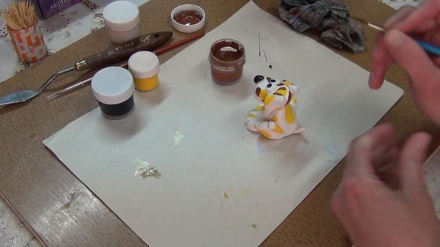 Роспись щенка из глины акриловыми красками смотреть онлайн