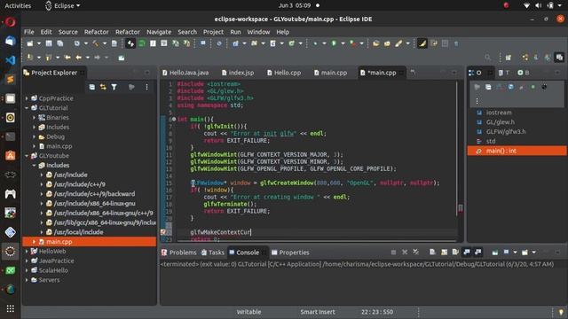 GLFW GLEW OpenGL Eclipse Ubuntu 20.04 смотреть онлайн