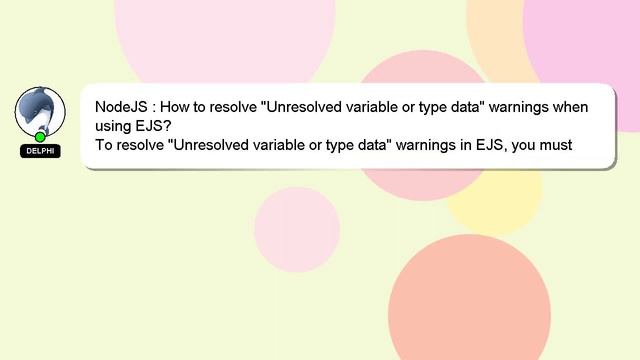 NodeJS : How to resolve "Unresolved variable or type data" warnings when using EJS? смотреть онлайн
