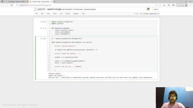 Python Speech Recognition Tutorial | Speech to Text in Python | Speech to Text Converter|Simplilear смотреть онлайн