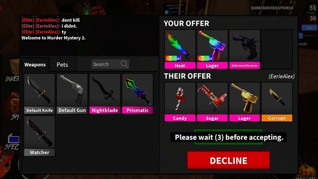 Roblox mm2 trading Chroma Luger, chroma heat and elderwood revolver for corrupt set and candy set! смотреть онлайн
