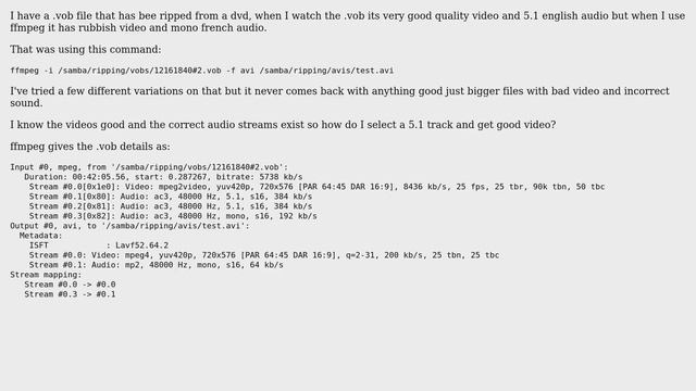 convert decrypted .vobs to .avi with ffmpeg on ubuntu смотреть онлайн