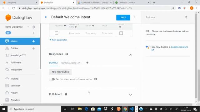 Demo 2 Create and invoke webhooks in Google DialogFlow using Firebase смотреть онлайн