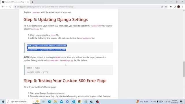 Custom 500 Server Error Page Template in Django смотреть онлайн