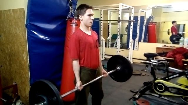 Жим штанги 65кг стоя обратным хватом. 65kg barbell reverse grip standing press. BWT-65kg. смотреть онлайн