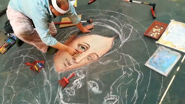 #Флоренция# Искуство на асфальте, мелом.. смотреть онлайн