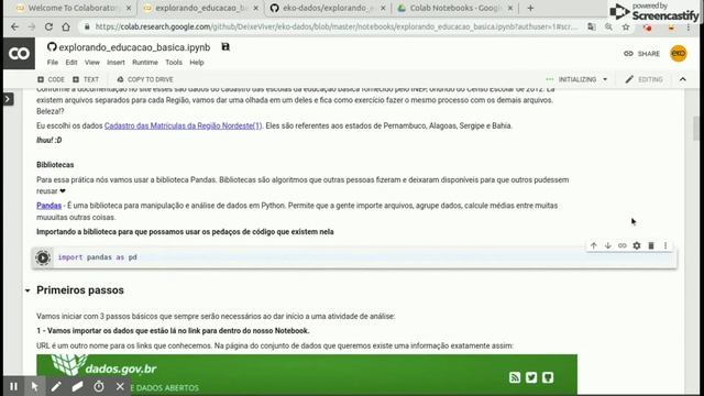 Projeto Eko - Abrindo um Jupyter Notebook no Colab Research смотреть онлайн