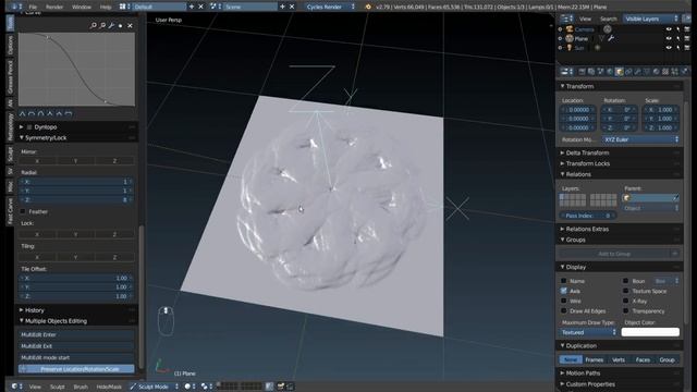 Меню Symmetry/Lock в Blender.