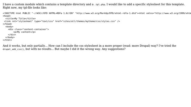 Drupal: Include CSS to module specific template смотреть онлайн