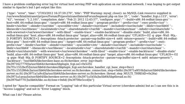 Configuring error.log on Centos 6.5 with Cherokee 1.2.101 running PHP site смотреть онлайн