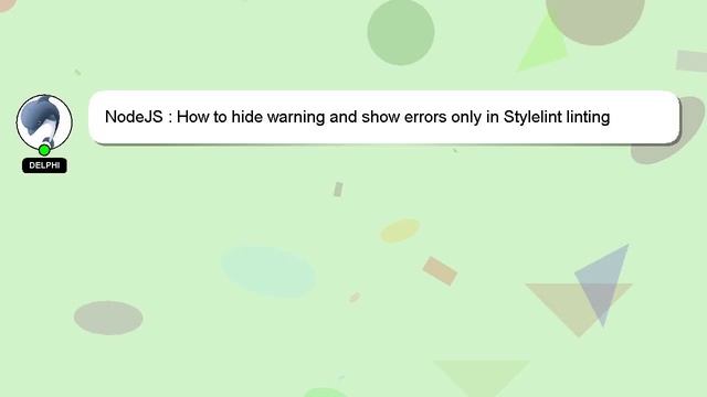 NodeJS : How to hide warning and show errors only in Stylelint linting result? смотреть онлайн