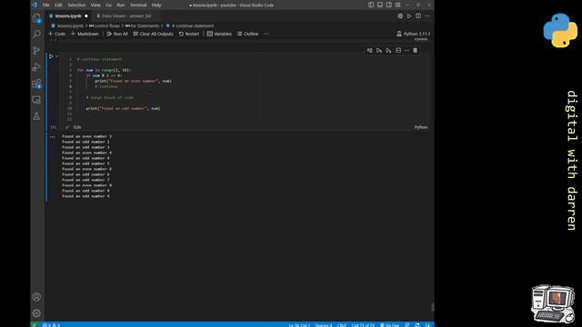 the continue statement in Python loops смотреть онлайн