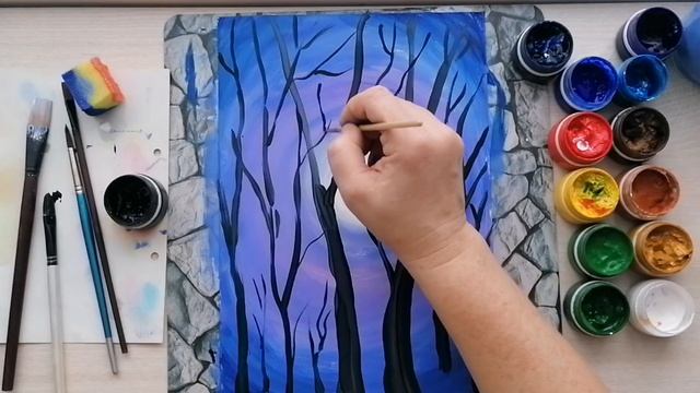 Рисуем сказочный лес. Абстракция. Нетрадиционное рисование. смотреть онлайн