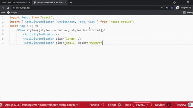 Activity Indicator using React Native смотреть онлайн