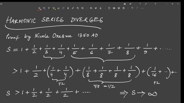 Two simple proof that the sum of the reciprocal of natural numbers in infinity смотреть онлайн