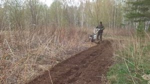 Мотоблок Нева МБ-1. Вспашка страшной целины.