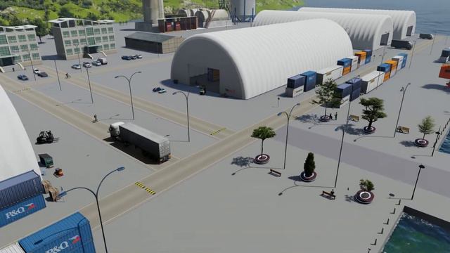 Анимация (Sea port) Пневмокаркасного здания The Fir смотреть онлайн
