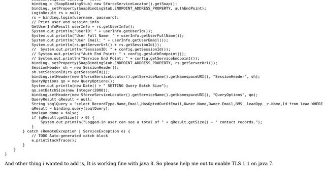 Salesforce: How to enable TLS 1.1 or Tls1.2 in Java 7? смотреть онлайн