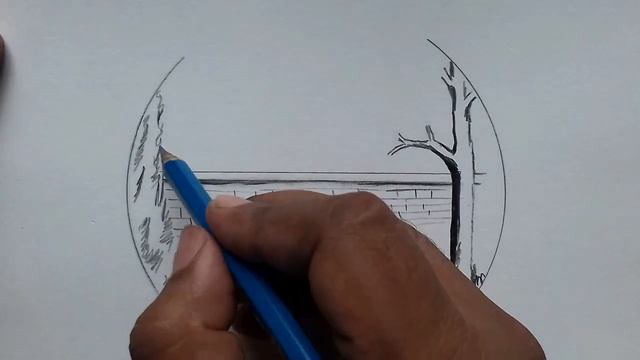 How to draw landscape with bridge scenery / drawing step by step смотреть онлайн
