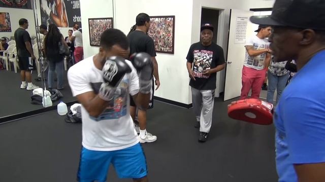 Floyd Mayweather Sr. Padwork With Mickey Bey Inside Mayweather Boxing Club