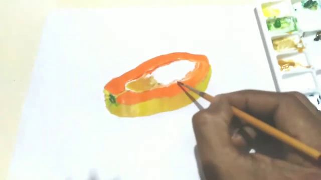Easy Watercolor painting Papaya | Rainbow Canvas | Rajesh Krishna смотреть онлайн