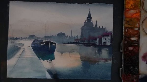 Watercolor painting tutorial - How to paint water reflection