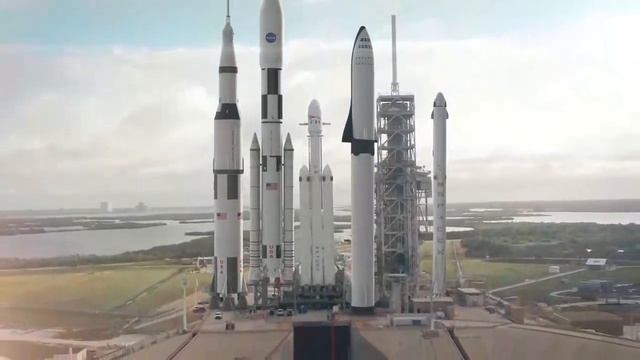 Falcon Heavy, Saturn V, SLS, & Falcon 9 All On Pad 39-A
