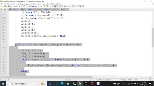 AJP | Practical-12 | Write a program for JTextField & JPasswordField listener | Advanced Java 22517 смотреть онлайн