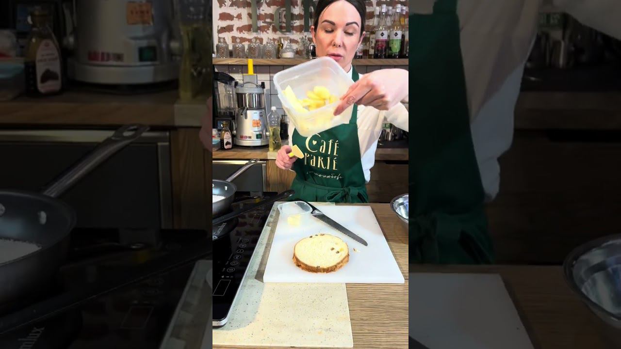 Французский тост с заварным кремом и карамелизированными яблоками