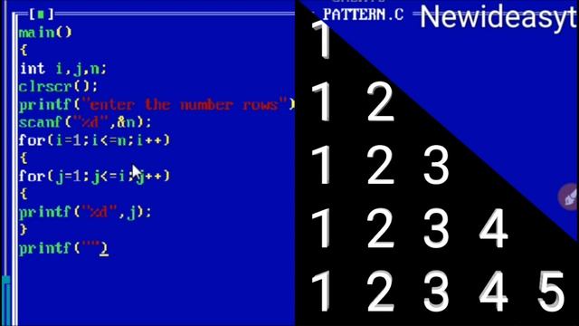 Write a program to print following sequence 1 12 123 1234 12345 | Number pattern In c language смотреть онлайн
