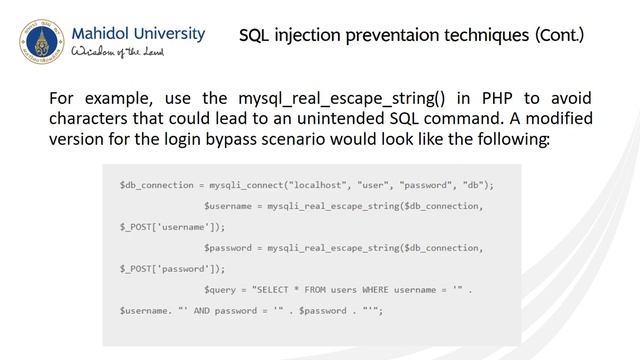SQL injection prevention techniques смотреть онлайн