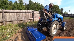 Минитрактор Русич Т-21 работа с фрезой и плугом