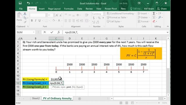 How to Calculate Present Value (PV) of Ordinary Annuity Using MS Excel смотреть онлайн
