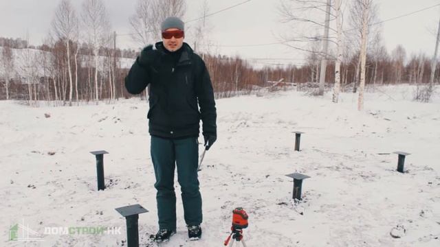 Фундамент зимой. Винтовые сваи. Фундамент под баню смотреть онлайн