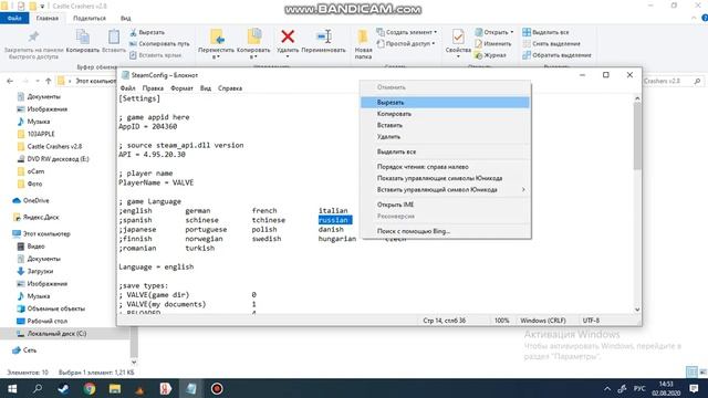 Как поменять язык в игре Castel Crashers на пиратке.