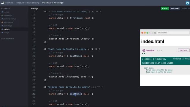 Write a unit test (Challenge) | Unit testing tutorial смотреть онлайн