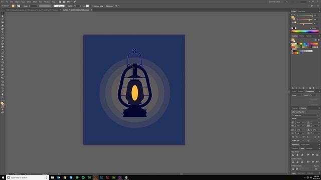 Flat Design Vector Lantern Glow in Adobe Illustrator смотреть онлайн