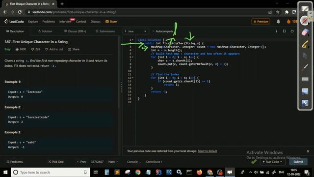 First Unique Character in a String | Leetcode #387 | JAVA | DSA | Coding Interview Question смотреть онлайн